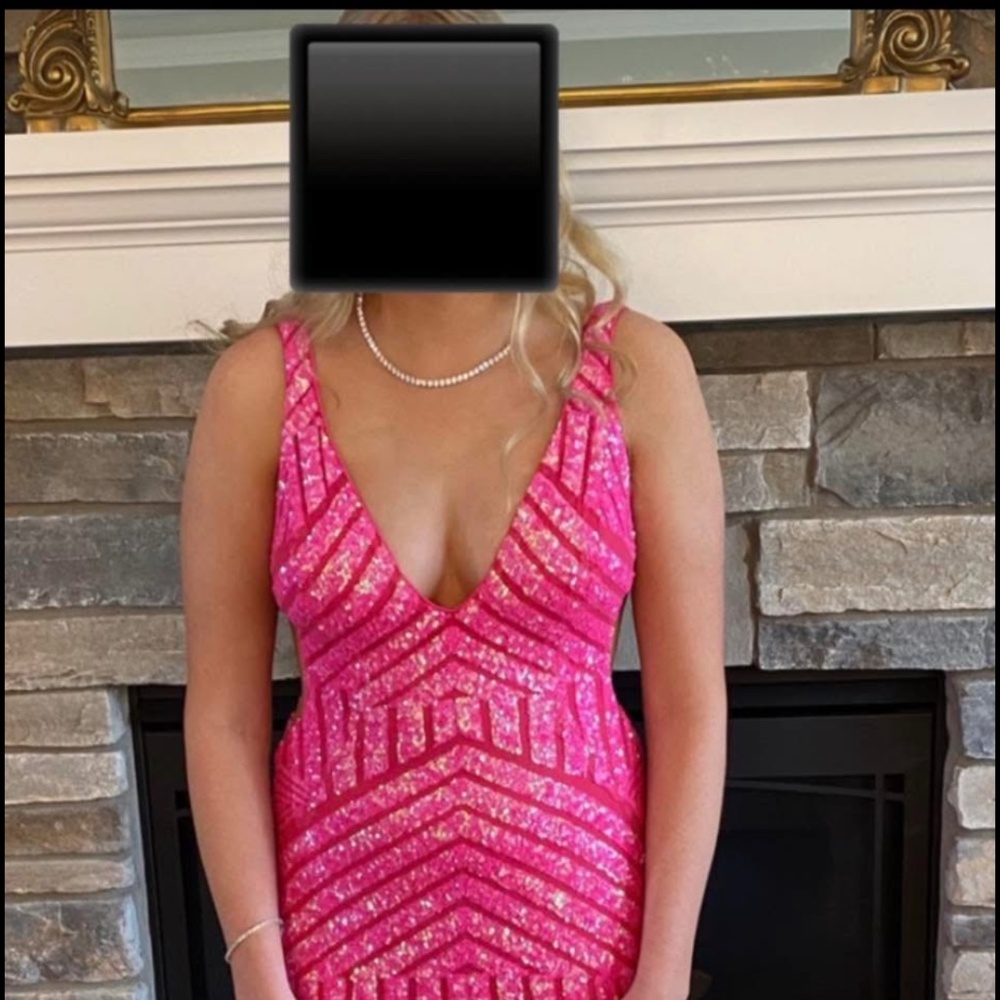 Jovani 59762 Low V Neck Sequin Sheath Dress